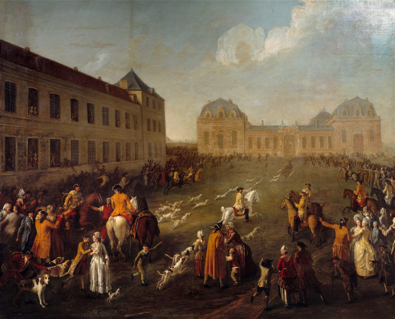 Hallali des Hirsches in den Großen Ställen von Chantilly (13. September 1776) von Nicolas Anne Dubois