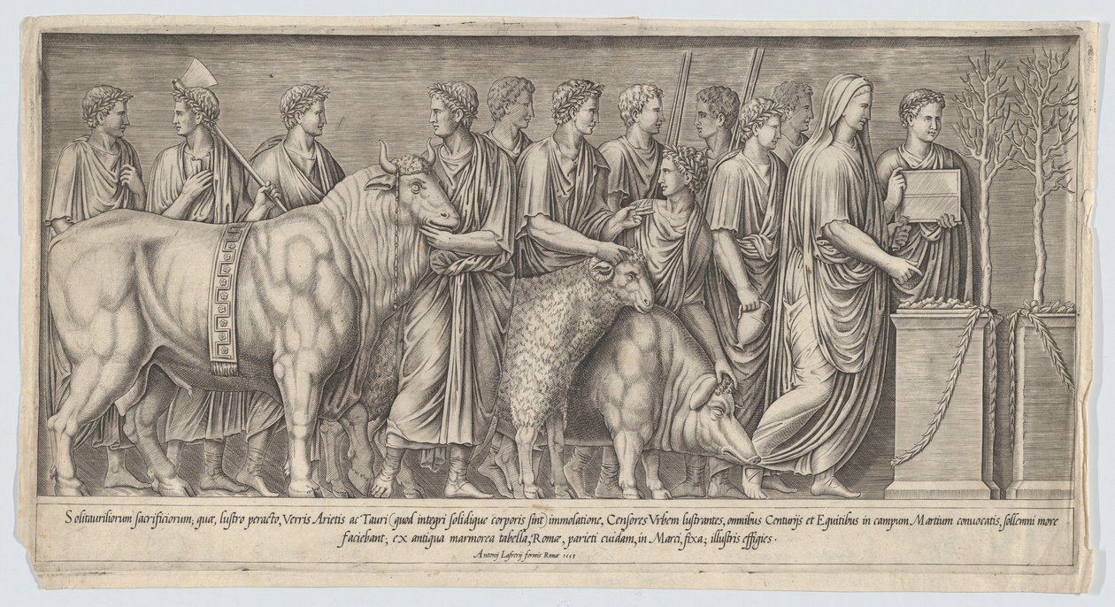 Heidnisches Opfer, nach einem antiken Basrelief, 1553 von Nicolas Beatrizet