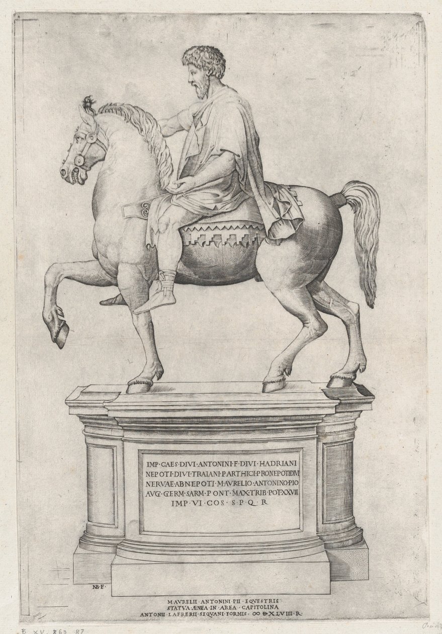 Die Reiterstatue von Marcus Aurelius auf dem Kapitol, 1548 von Nicolas Beatrizet