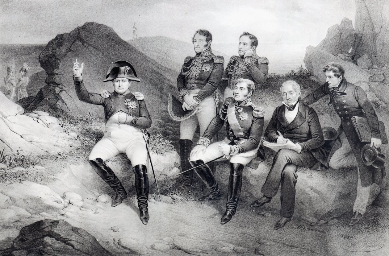 Kaiser Napoleon I. diktiert seine Memoiren an Emmanuel Las Cases auf St. Helena, 1860 von Nicolas Eustache Maurin