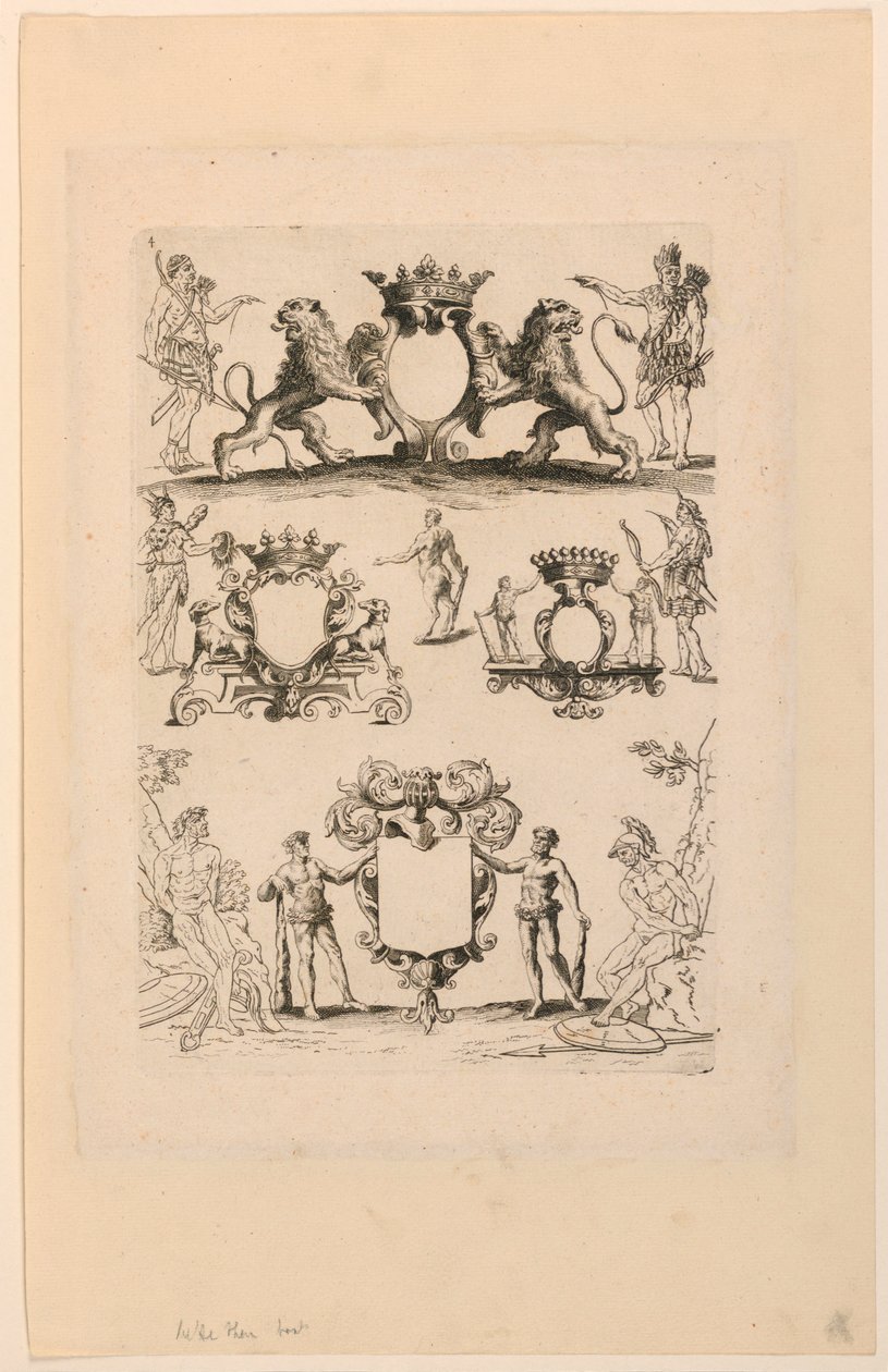 Entwurf für Wappen, aus "Livre de Cartouches" von Nicolas Guerard