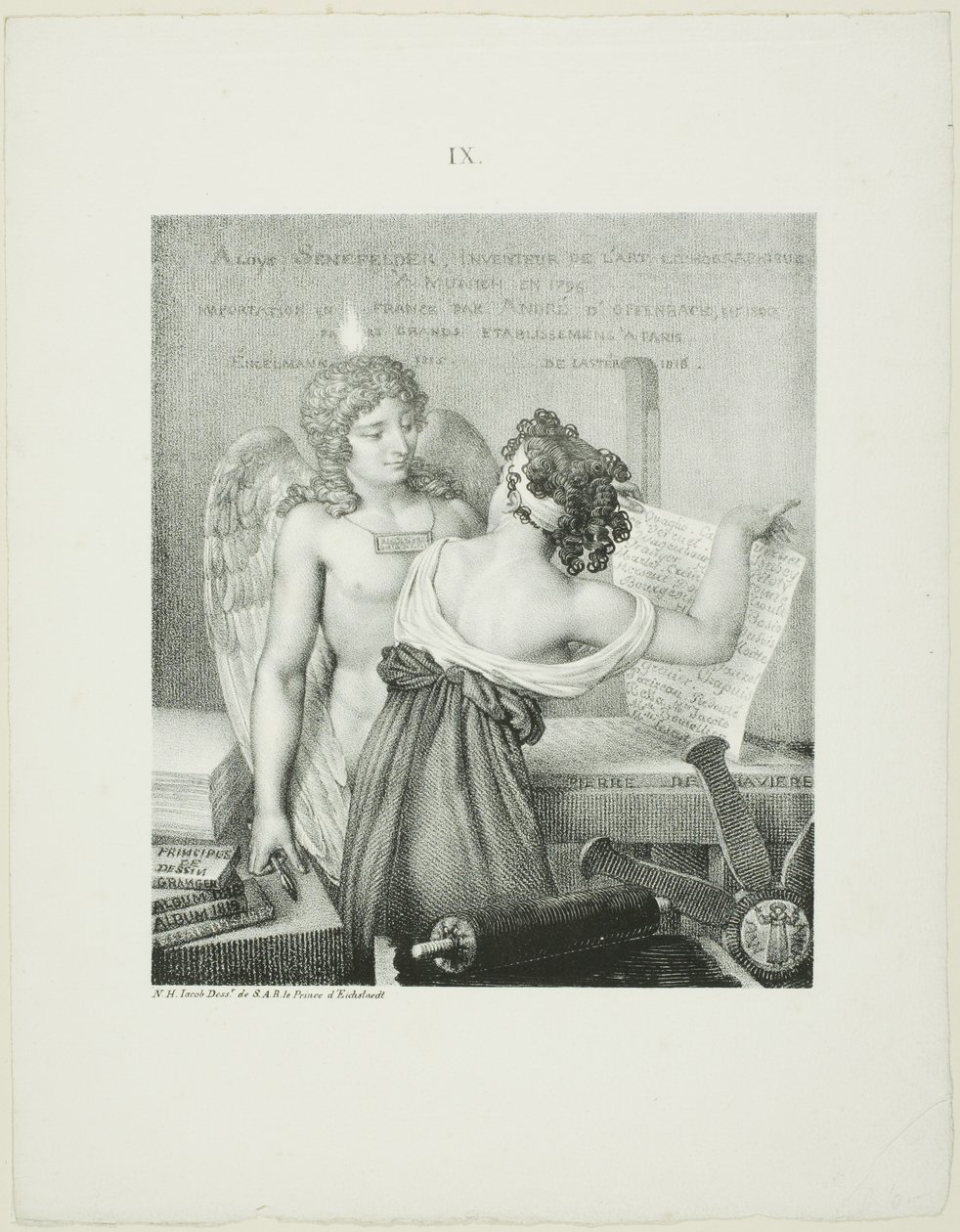 Der Genius der Lithografie, aus Alois Senefelders L