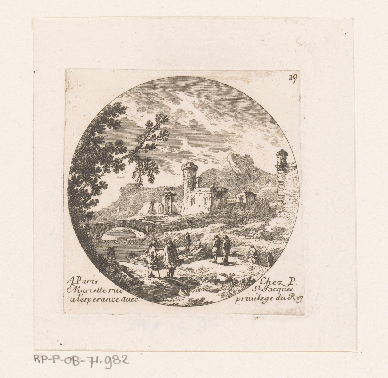 Brücke bei Bauwerk mit Turm von Nicolas Perelle