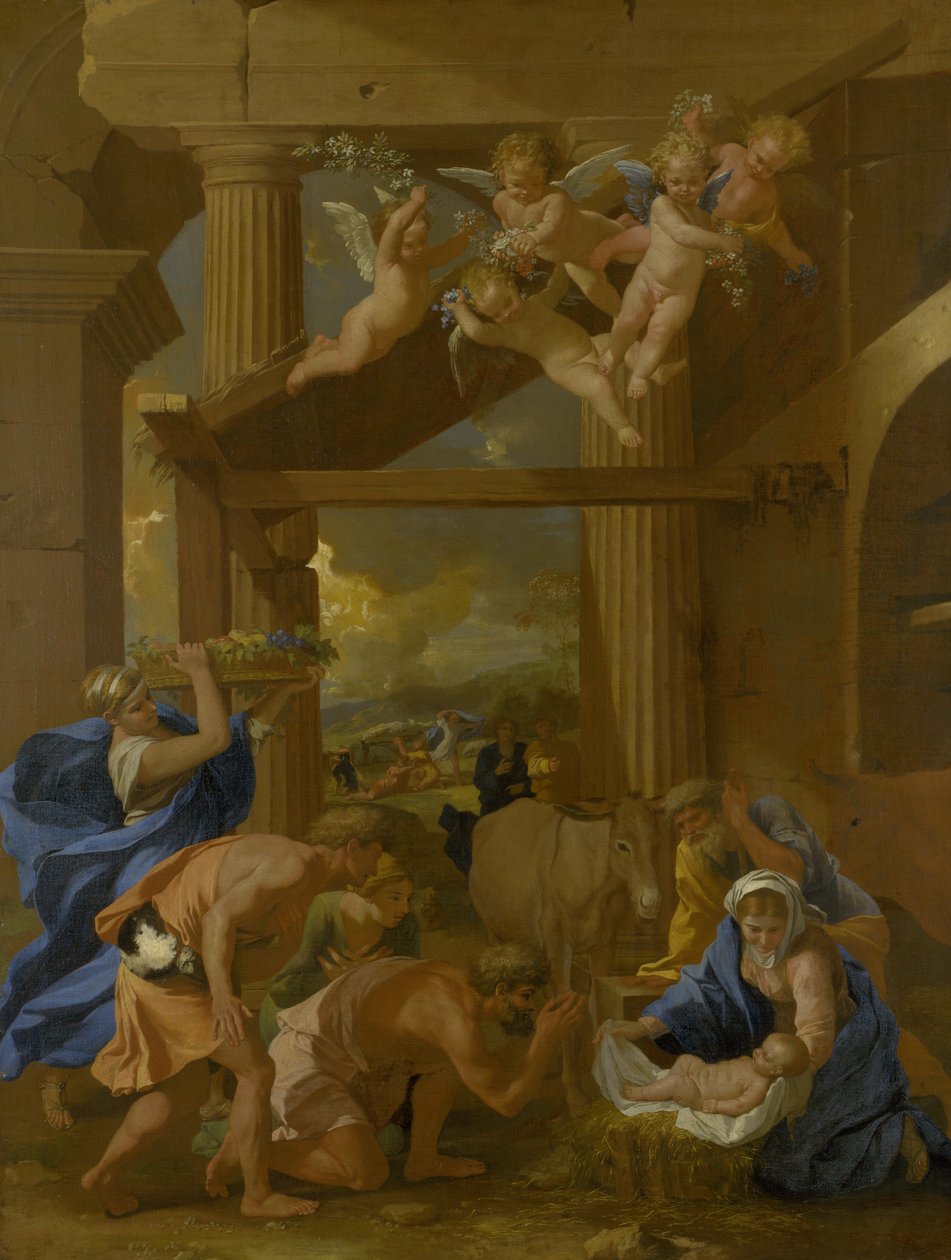 Die Anbetung der Hirten von Nicolas Poussin