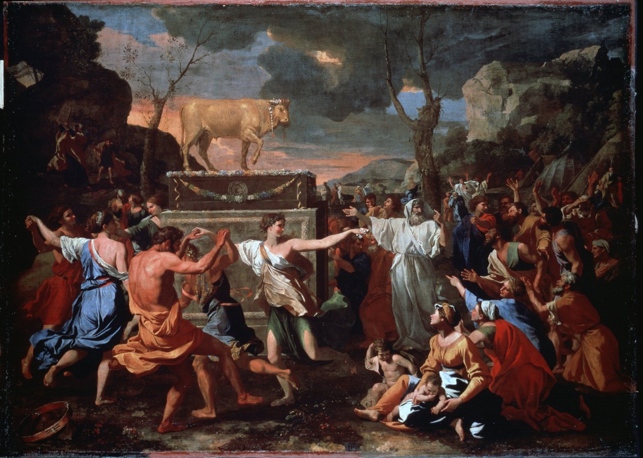 Die Anbetung des goldenen Kalbes von Nicolas Poussin