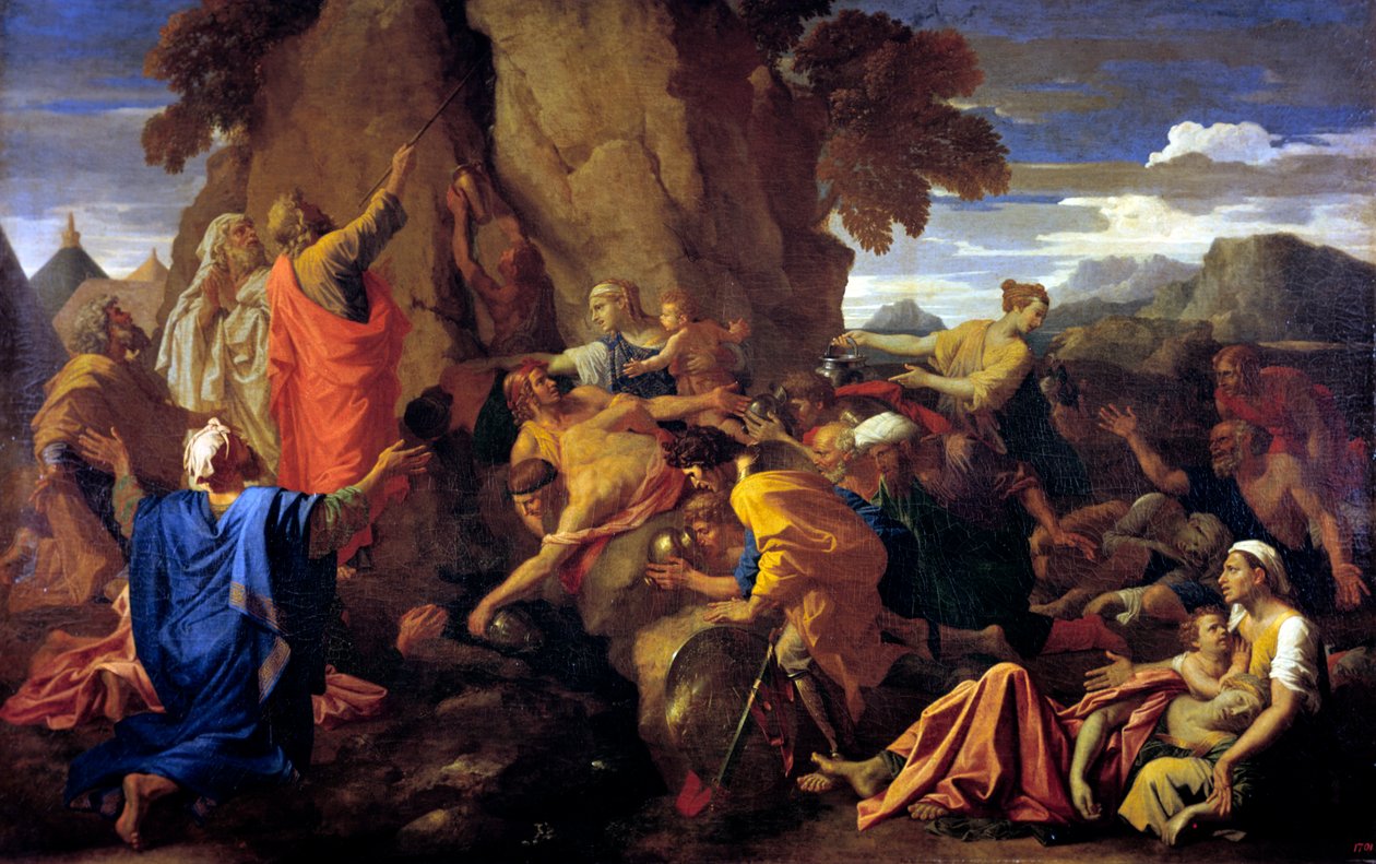 Moses schlägt den Felsen, 1649 von Nicolas Poussin
