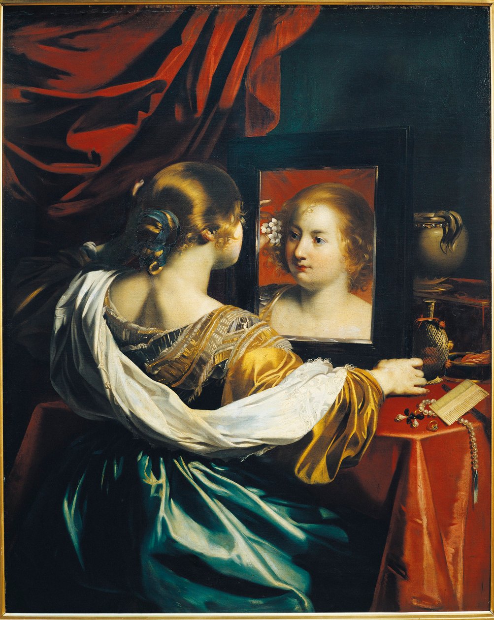 Eitelkeit, Frau am Spiegel von Nicolas Regnier