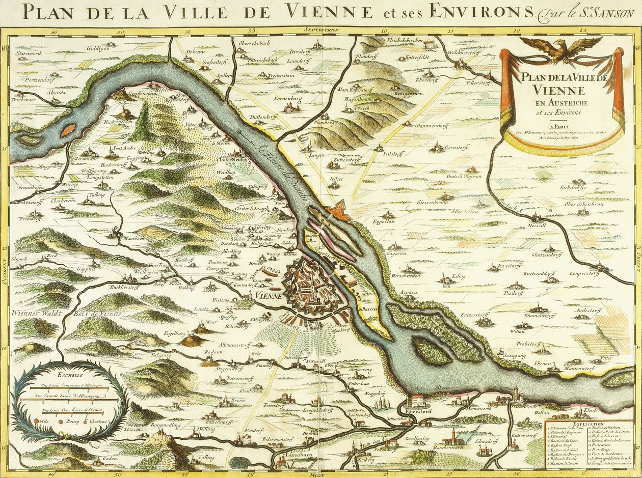 Karte der Stadt Wien, 1692 von Nicolas Sanson DAbbeville