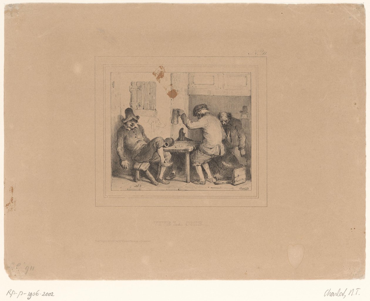 Drei betrunkene Bauern in einer Kneipe von Nicolas Toussaint Charlet
