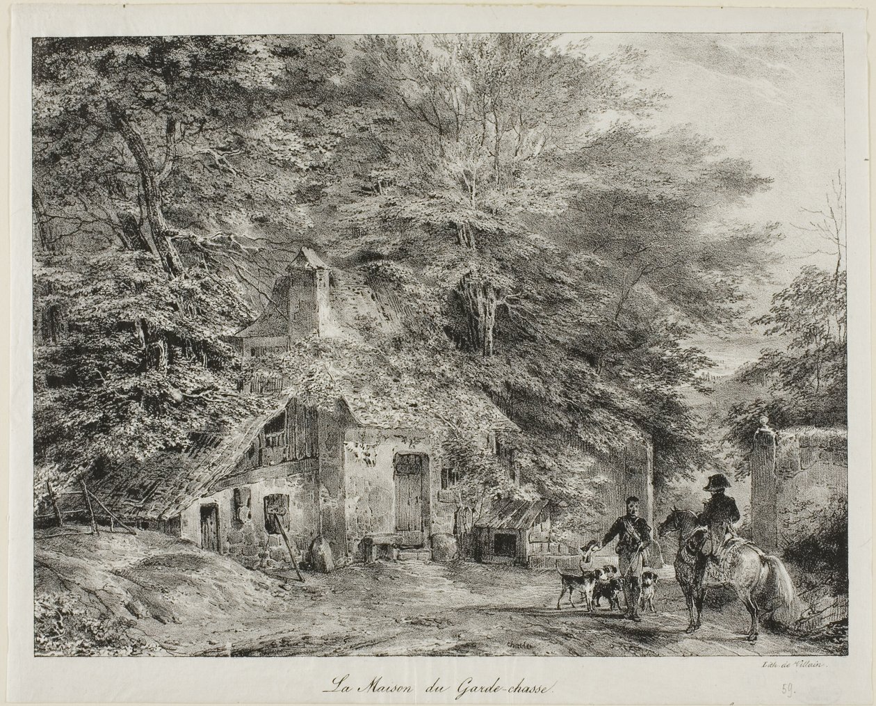 Das Häuschen des Wildhüters, aus dem Album von 1826 von Nicolas Toussaint Charlet