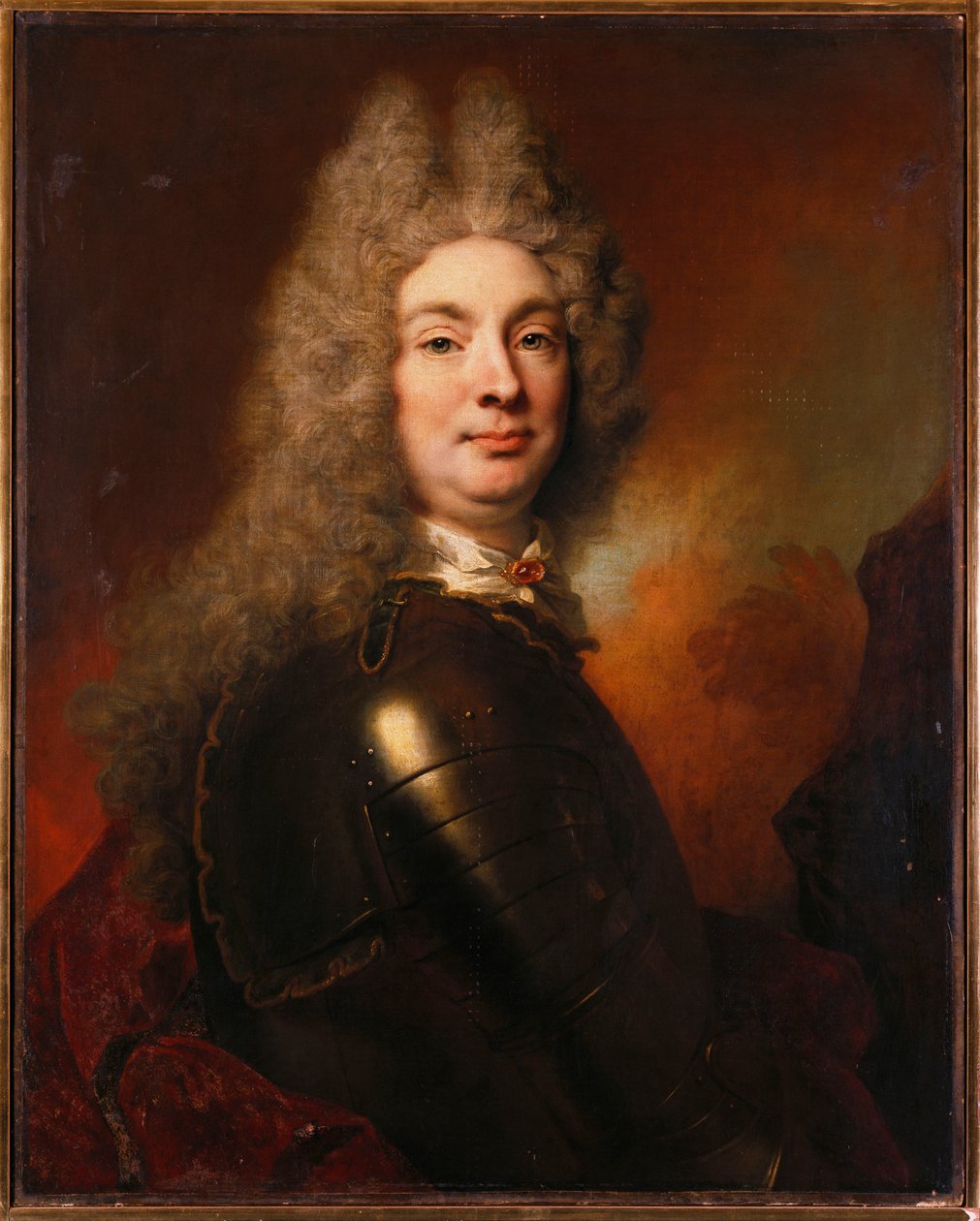 Porträt eines Edelmanns in Rüstung, mit rotem Umhang von Nicolas de Largillière