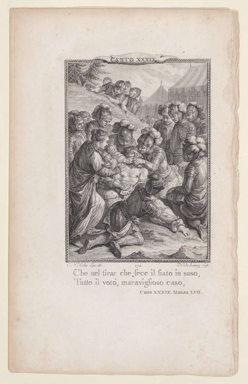 Canto 39, Strophe 57, aus Orlando Furioso von Nicolas de Launay