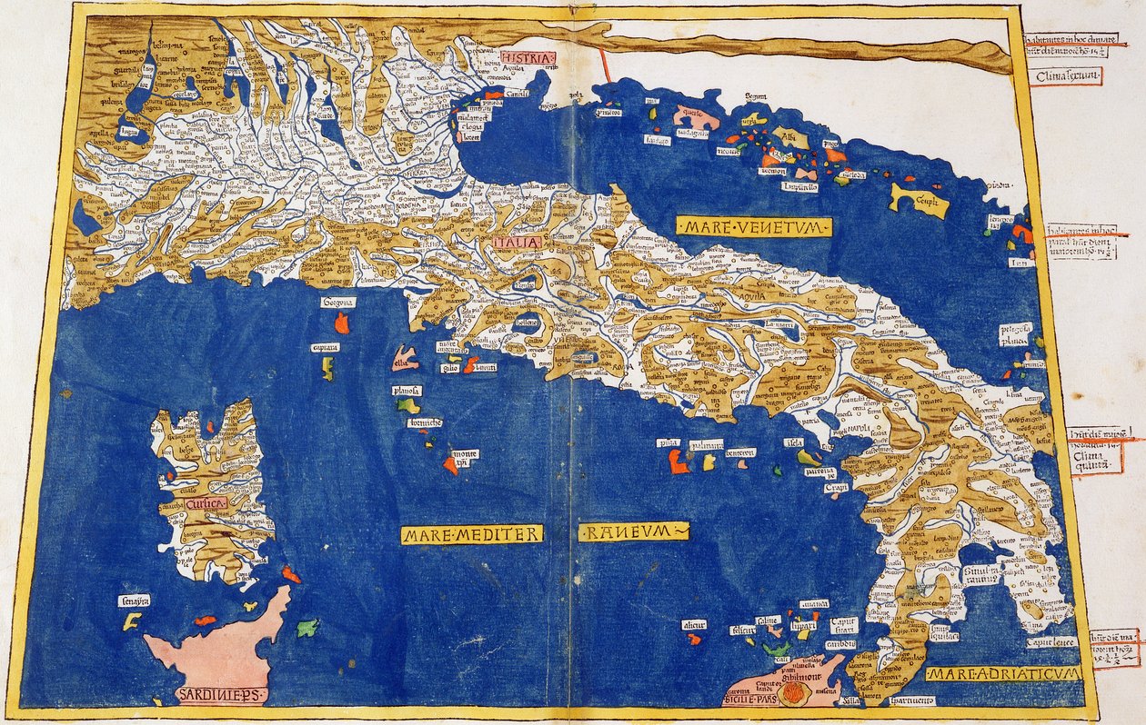 Ptolemäische Karte von Italien, 1482 von Nicolaus Germanus