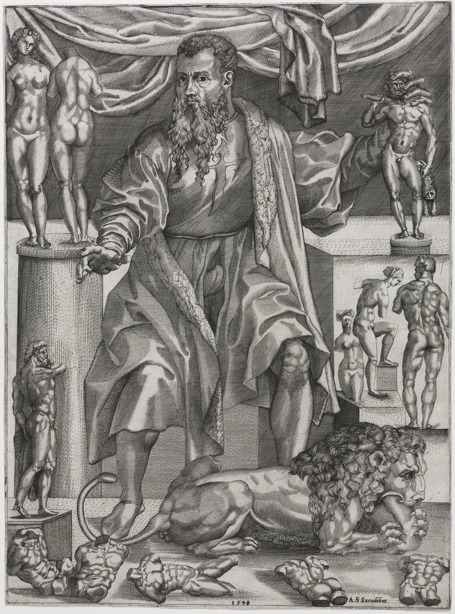 Porträt von Baccio Bandinelli mit Löwe von Nicolo della Casa