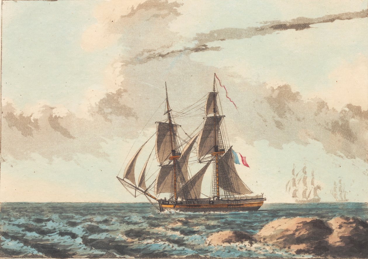 Ein französisches Kanonenboot, das knapp unter Wasser kreuzt von Niels Truslew