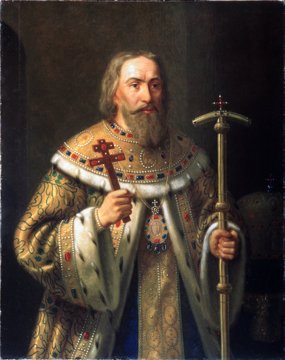Porträt von Patriarch Filaret von Moskau Fyodor Nikitich Romanov 1553-1633, Mitte des 19. Jahrhunderts von Nikanor Leontievich Tiutriumov