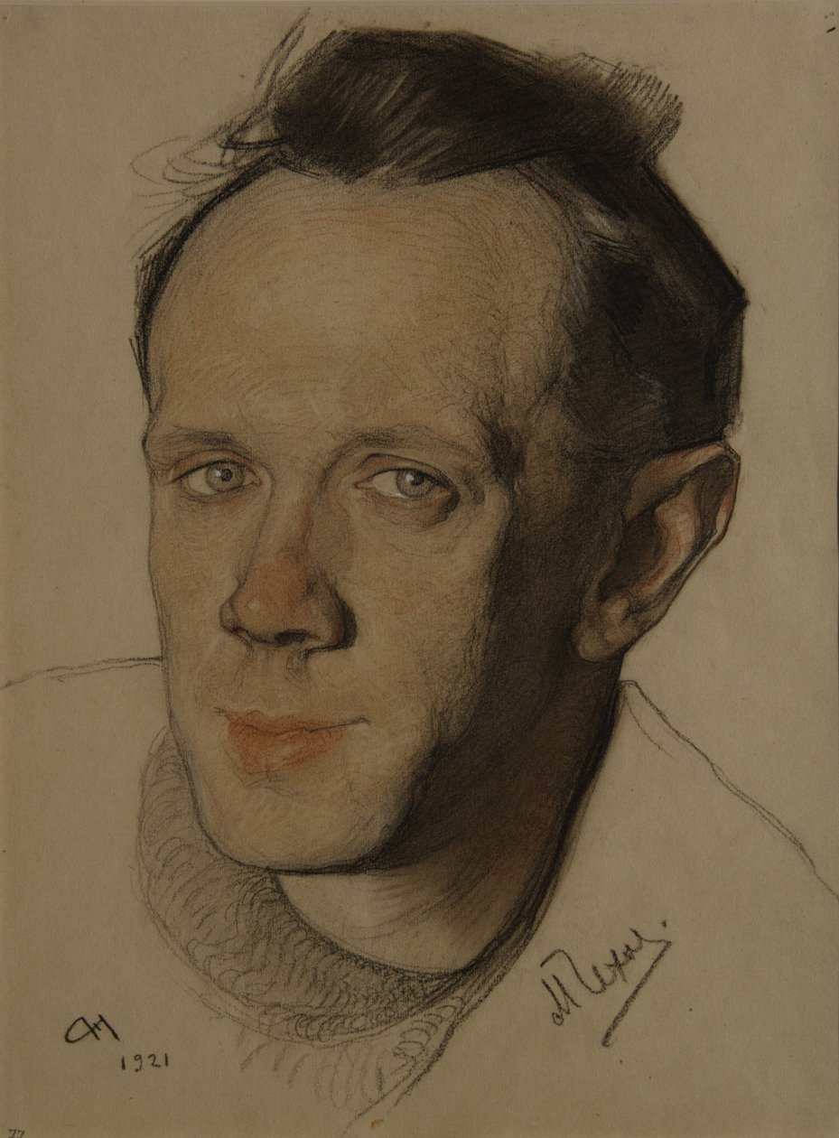Porträt von Michail Alexandrowitsch Tschechow 1891-1955, 1921 von Nikolai Andreevich Andreev