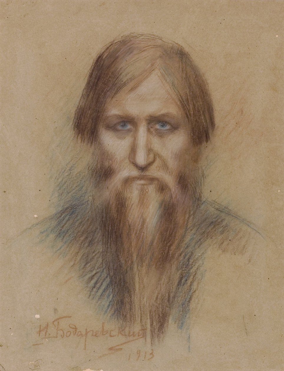 Porträt des russischen Mystikers Grigory Rasputin 1869-1916, 1913 von Nikolai Kornilovich Bodarevsky