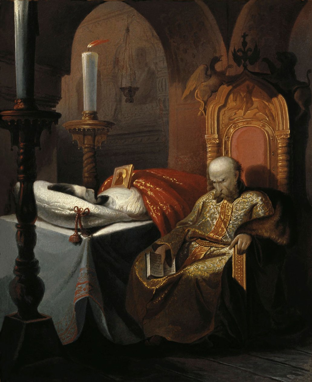 Iwan der Schreckliche und sein Sohn Iwan am Freitag, den 16. November 1581, 1860er Jahre von Nikolai Semyonovich Shustov