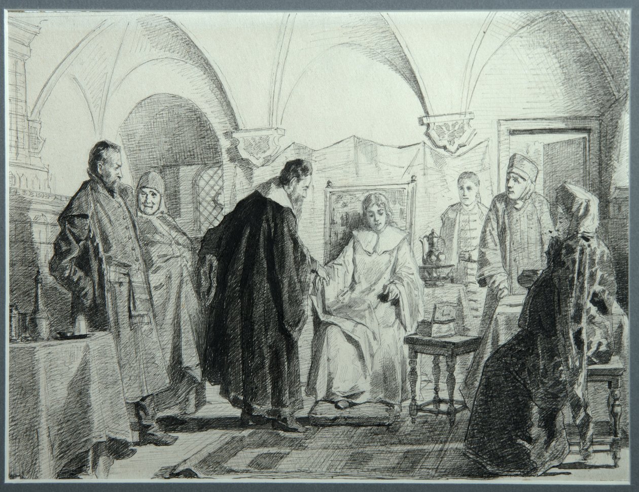 Maria Ivanovna Khlopova, die Braut des Zaren Michail Fyodorovich, 1884 von Nikolai Vasilyevich Nevrev