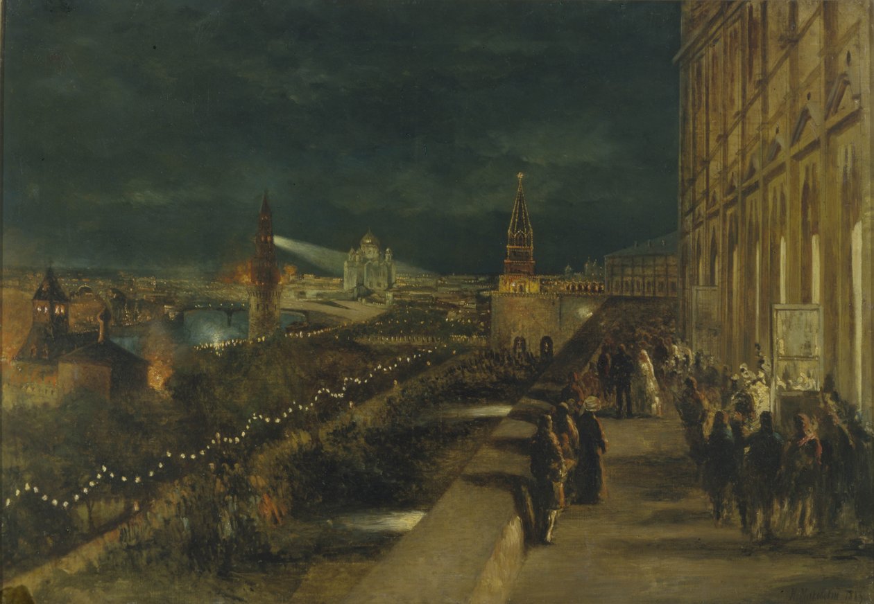 Beleuchtung von Moskau anlässlich der Krönung von Kaiser Alexander III. am 15. Mai 1883 von Nikolai Yegorovich Makovsky