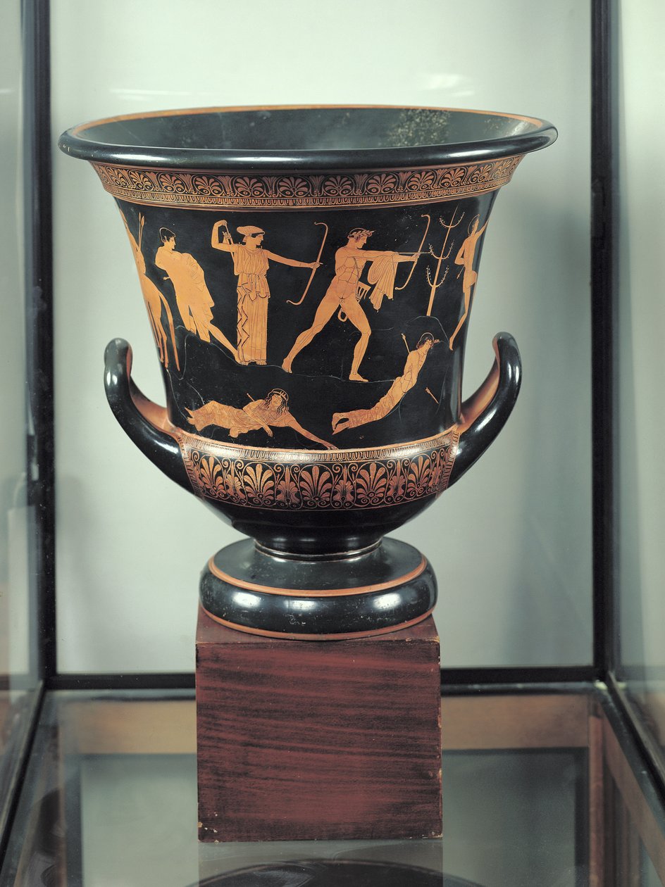 Attisch rotfiguriger Kalix-Krater, der den Tod der Niobiden darstellt, ca. 460-50 v. Chr. von Niobid Painter