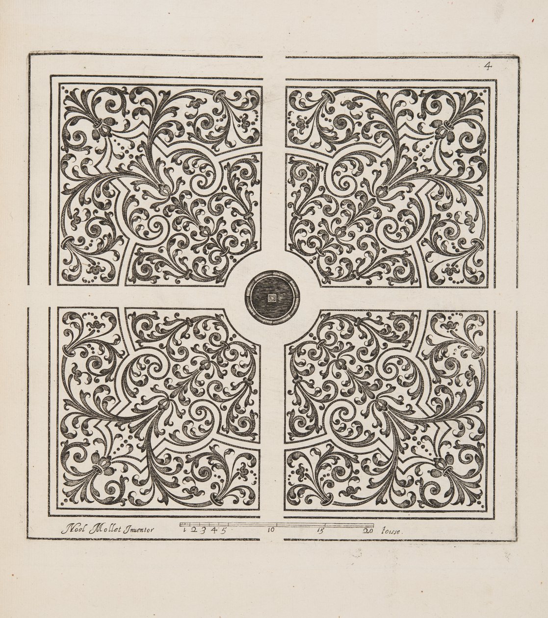Entwurf für Parterre, aus Theatre des Plans et Jardinages, veröffentlicht 1652 von Noel Mollet