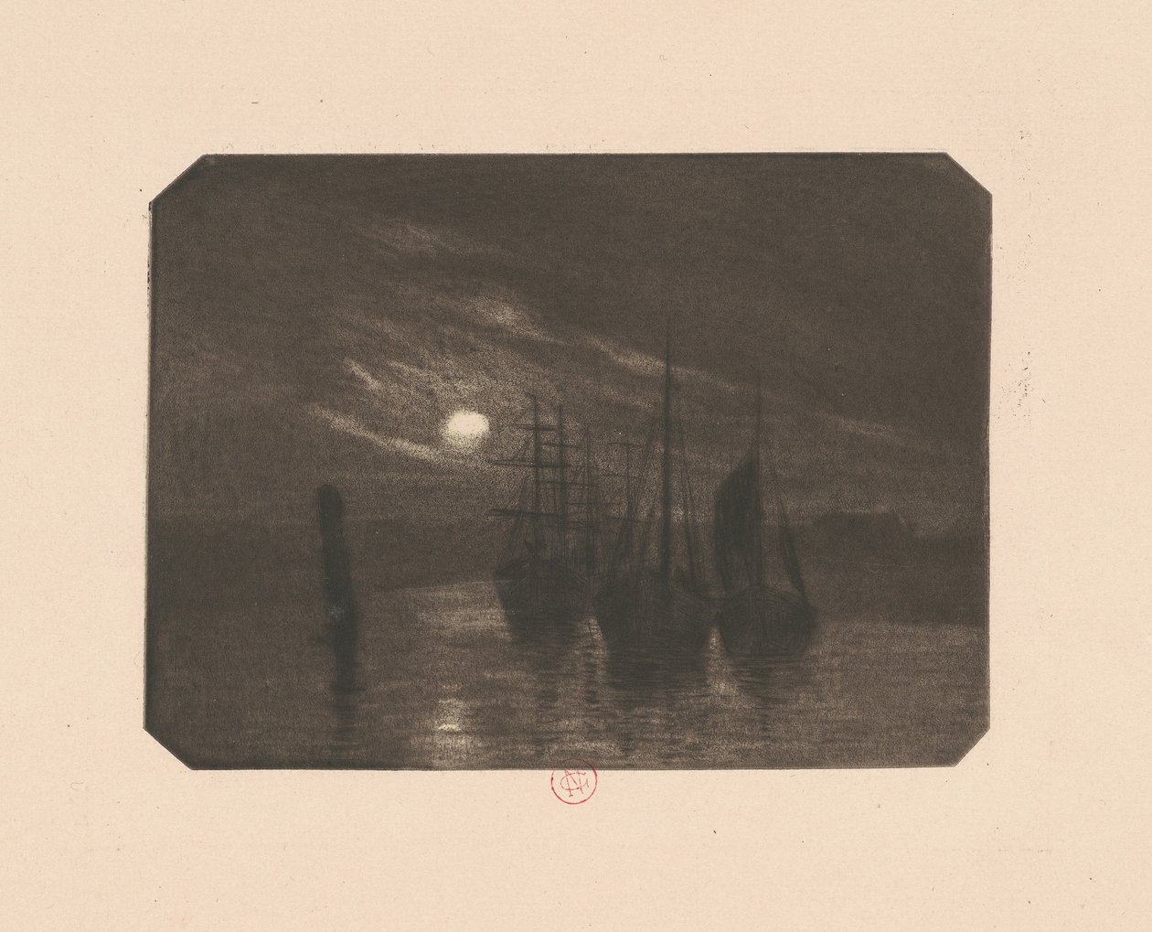 Ein mondbeschienener Hafen von Norbert Goeneutte