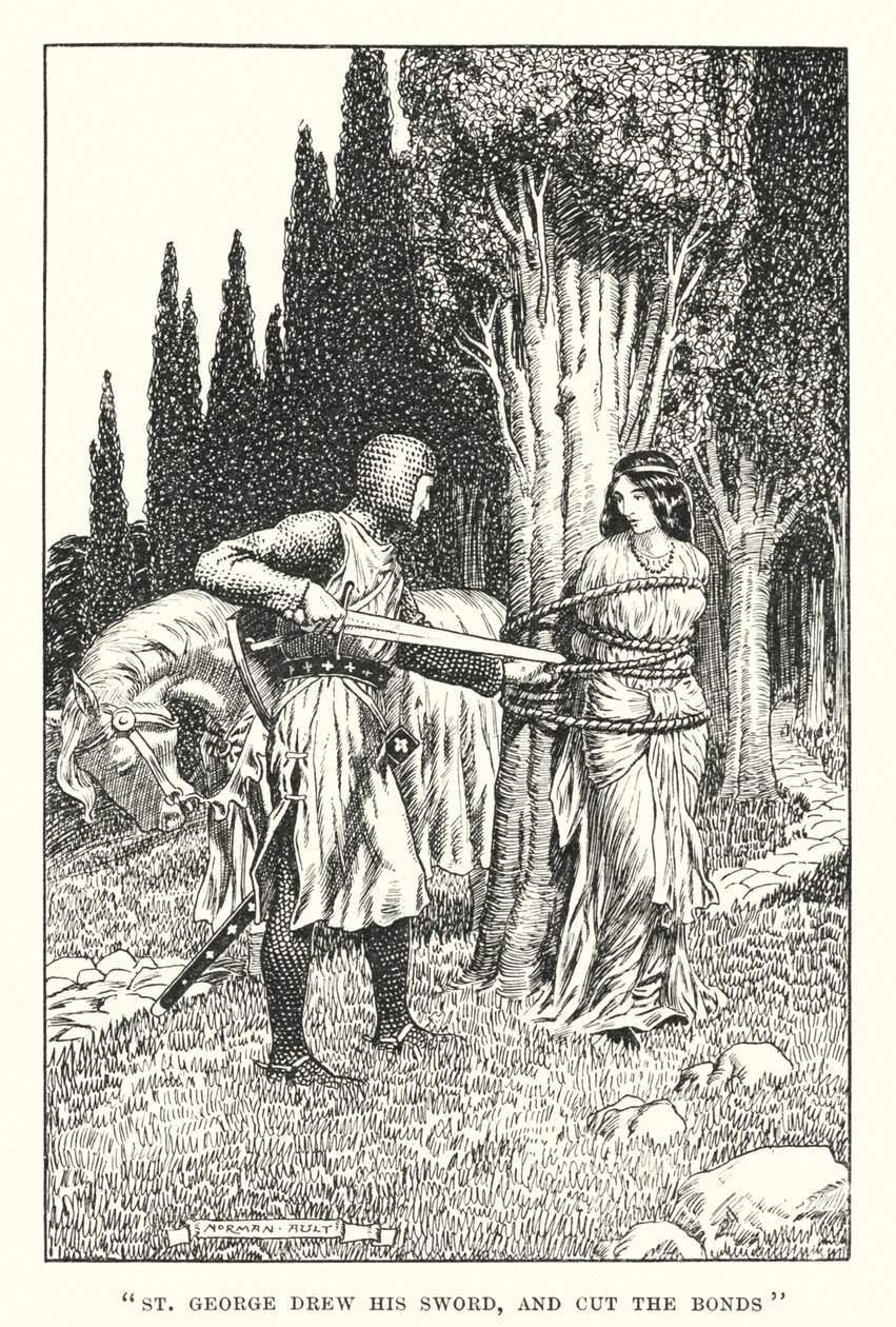 "St. Georg zog sein Schwert und durchtrennte die Fesseln" von Norman Ault