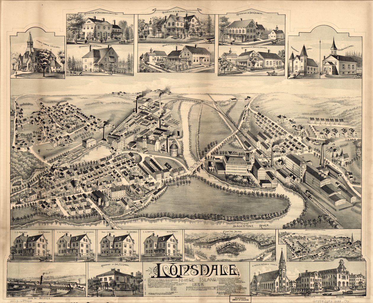 Lonsdale, Rhode Island, 1888 von O.H. Bailey and Co.
