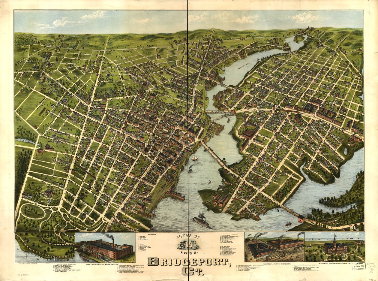 Ansicht von Bridgeport, Ct. 1875 von O.H. Bailey and Co. American Oleograph Co.