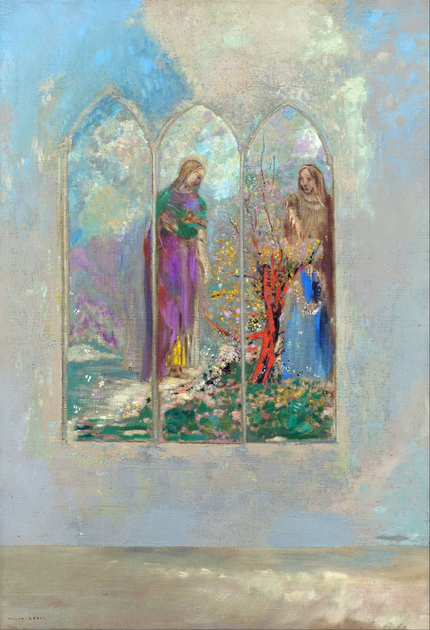 Andacht vor einem roten Busch (1840-1916) von Odilon Redon