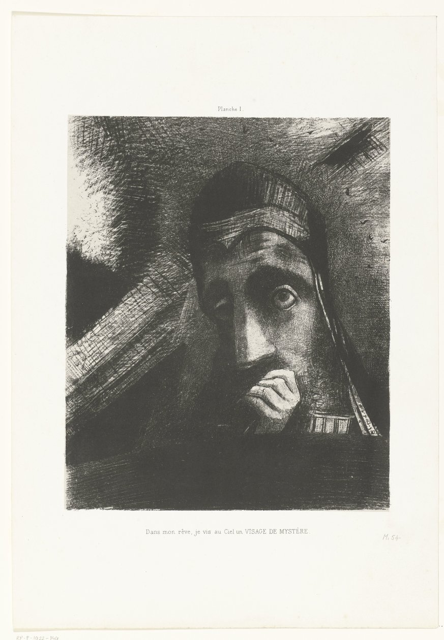 Ich sah in meinem Traum ein mysteriöses Gesicht am Himmel von Odilon Redon