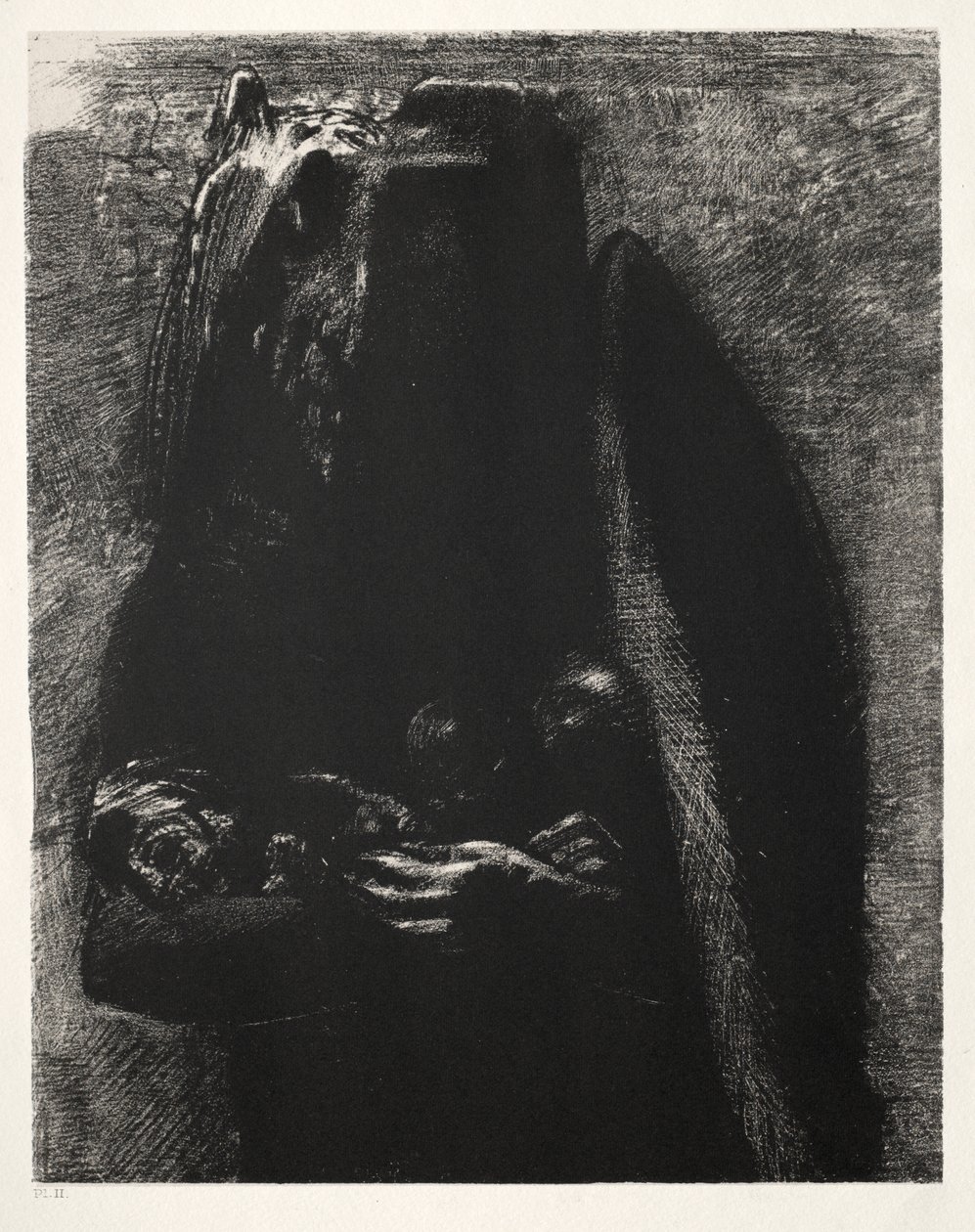 Es ist der Teufel, der unter seinen beiden Flügeln die sieben Todsünden trägt von Odilon Redon