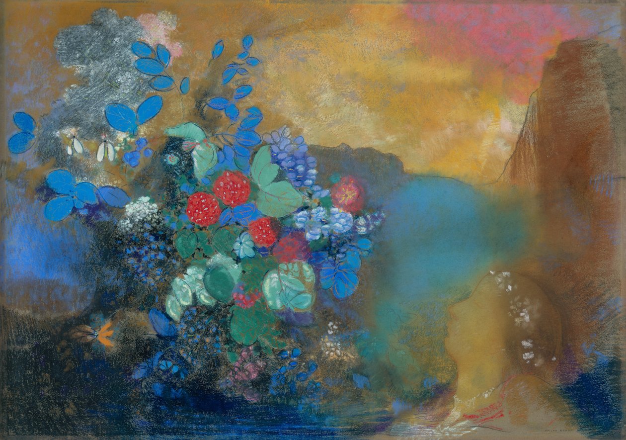 Ophelia unter den Blumen, ca. 1905-8 von Odilon Redon