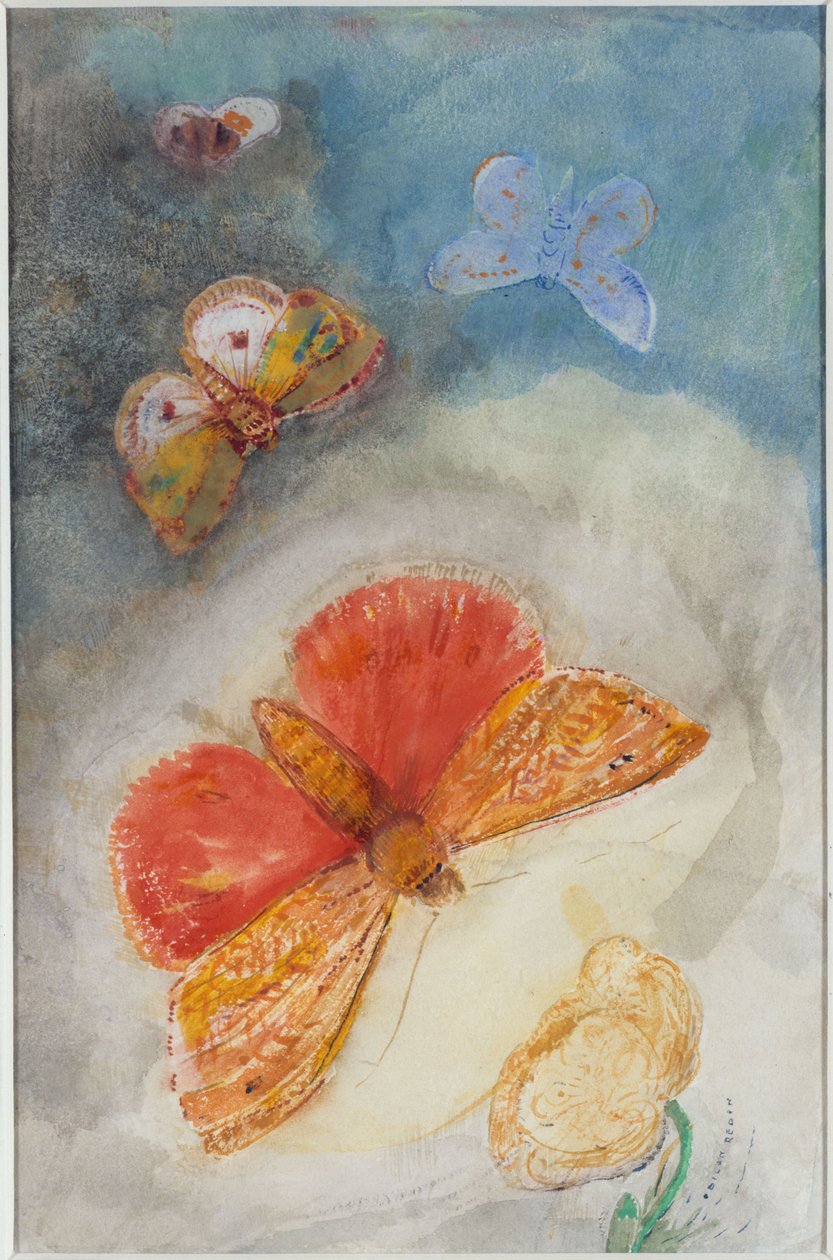 Schmetterlinge und Blume von Odilon Redon