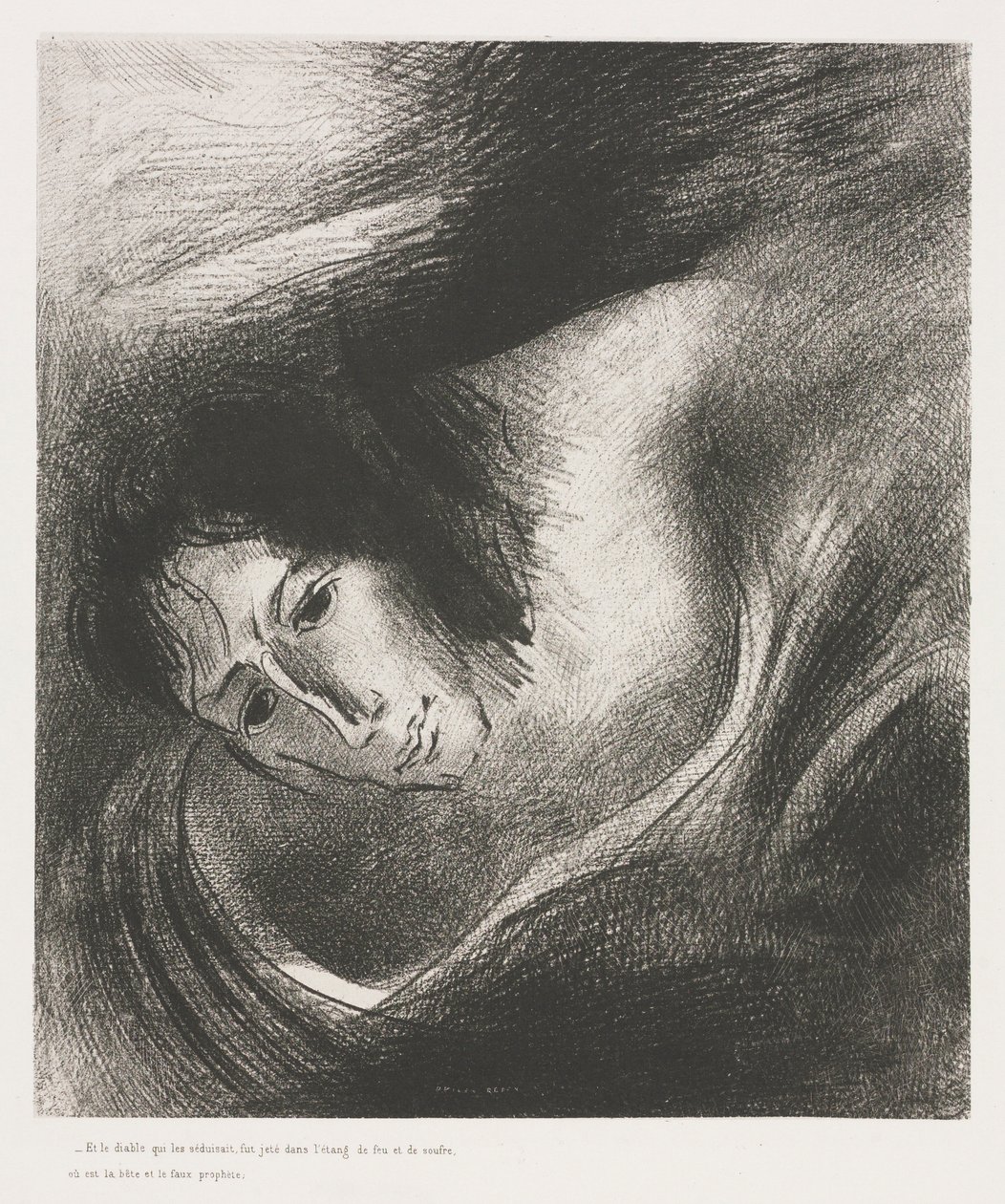 Die Apokalypse des Heiligen Johannes: Und der Teufel, der sie verführte, wurde in den See geworfen, 1899 von Odilon Redon