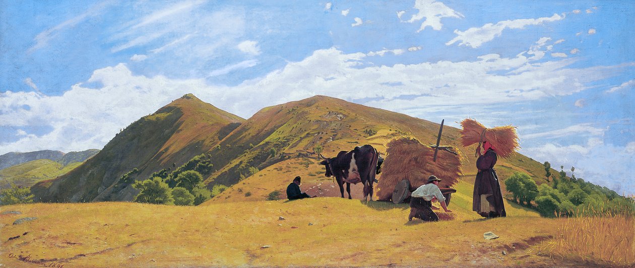 Getreideernte in den Bergen von San Marcello von Odoardo Borrani