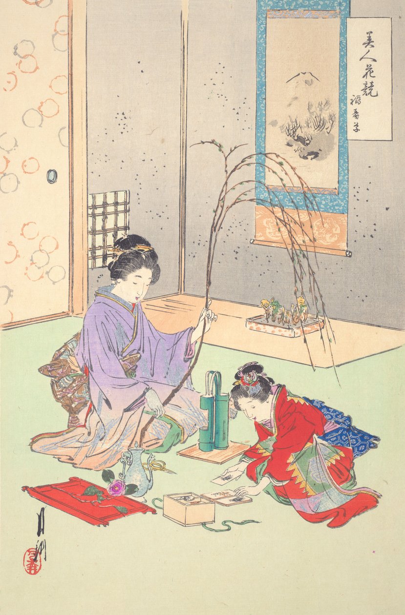 Adonis Amurensis: Blumenwettbewerb der schönen Frauen von Ogata Gekko