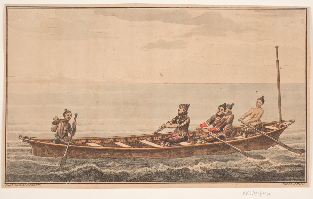 Konebåd. Illustration zu W.A. Graah. Forschungsreise zur Ostküste Grönlands von Oluf Olufsen Bagge