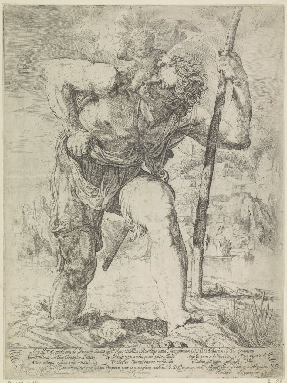 Der heilige Christophorus mit dem Christuskind auf der Schulter von Orazio Borgianni