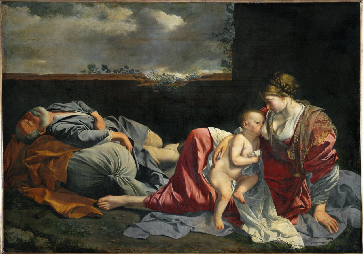Ruhe der Heiligen Familie während der Flucht nach Ägypten von Orazio Gentileschi