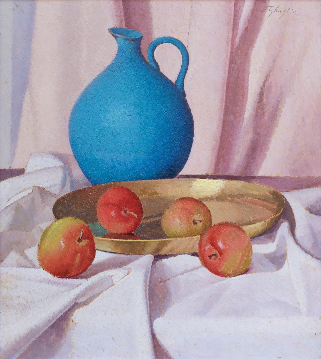 Komposition mit Äpfeln und Krug, ca. 1940-41 von Oscar Ghiglia