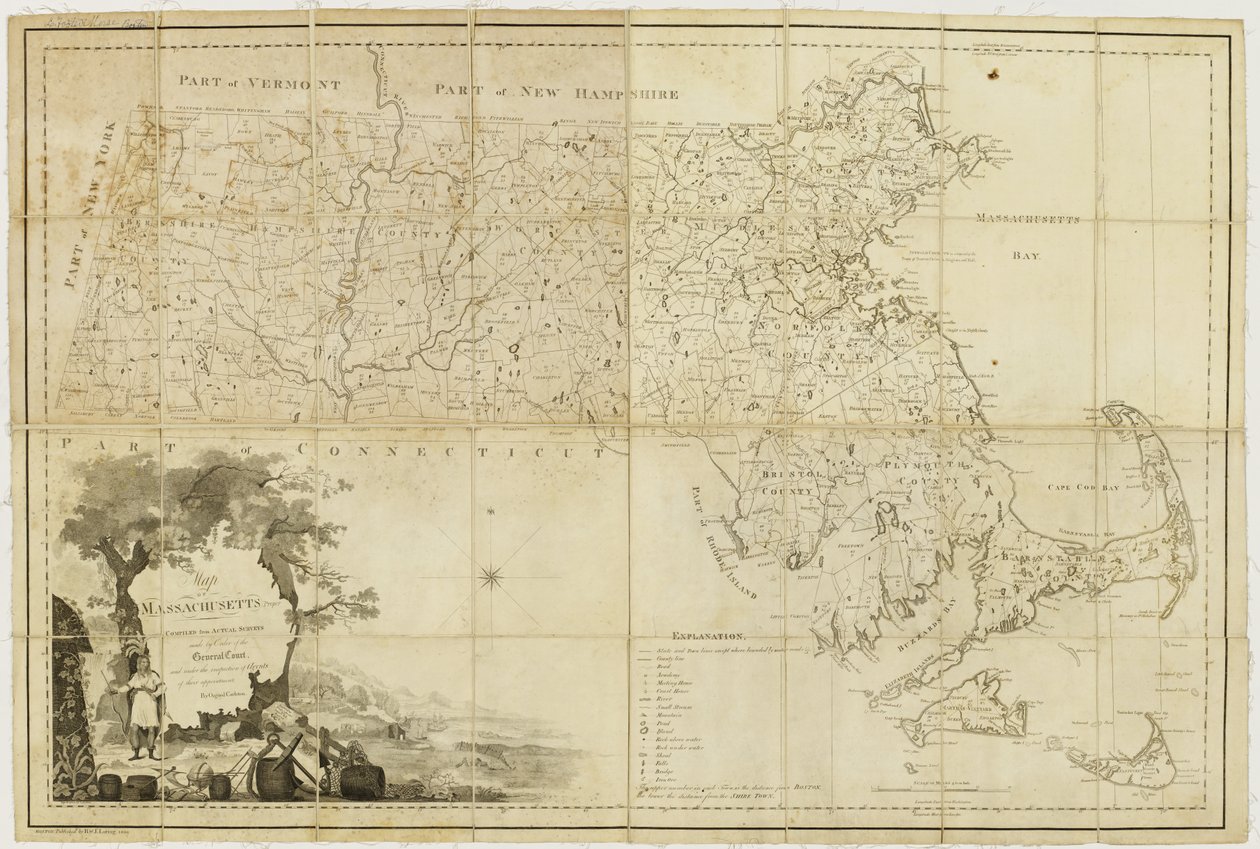 Karte von Massachusetts proper: zusammengestellt aus tatsächlichen Erhebungen im Auftrag des General Court und unter der Aufsicht von deren Beauftragten, 1802 von Osgood Carleton