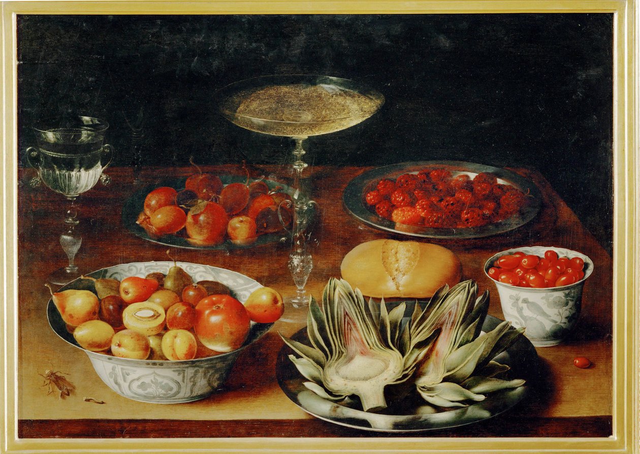 Artischocken, Obst und Tassen von Osias the Elder Beert