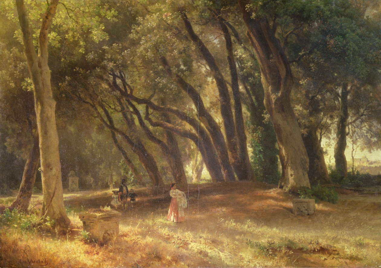 Im Garten der Villa Borghese von Oswald Achenbach