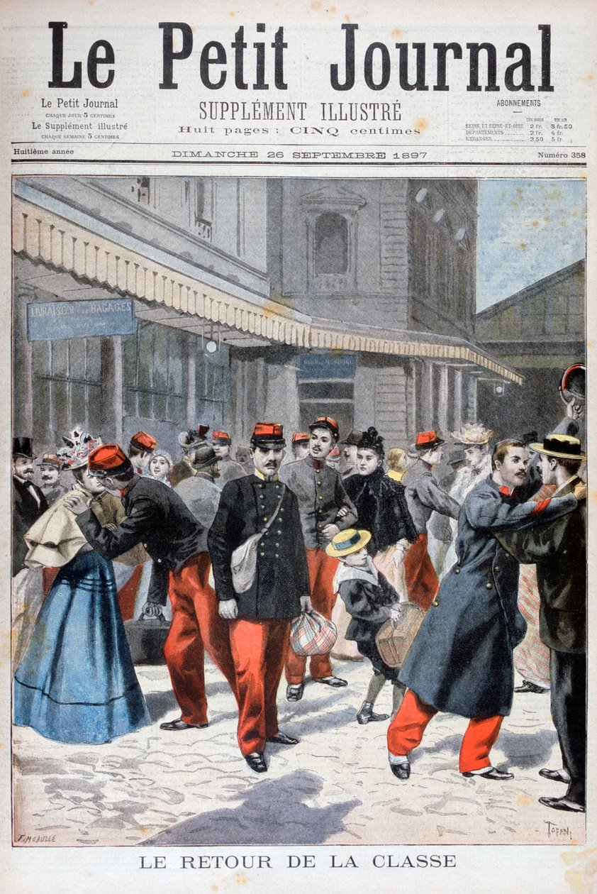 Französische Soldaten kehren nach Hause zurück, Frankreich, 1897 von Oswaldo Tofani