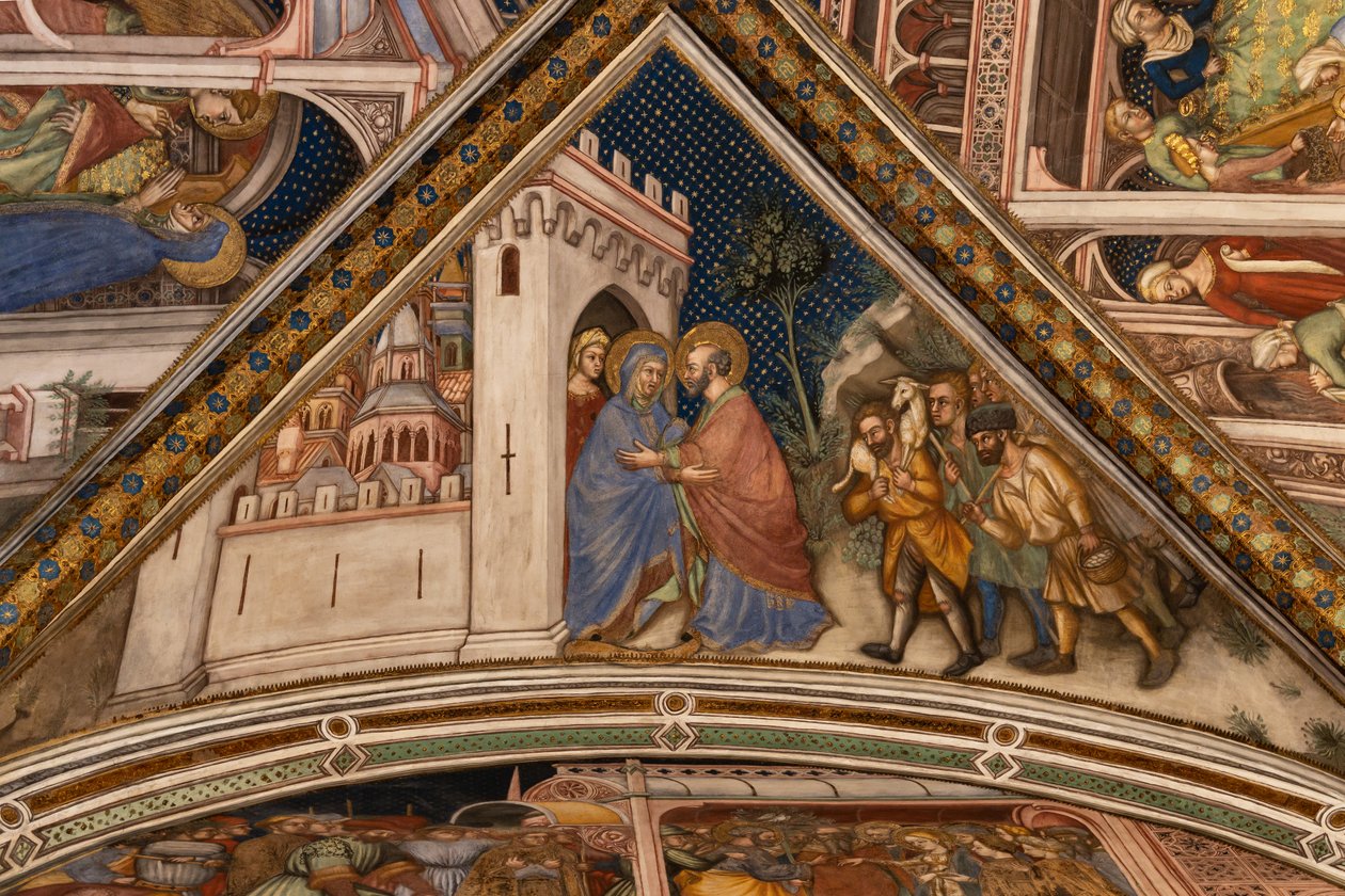 Detail des Gewölbes: Anna und Joachim treffen sich am goldenen Tor von Jerusalem von Ottaviano Nelli