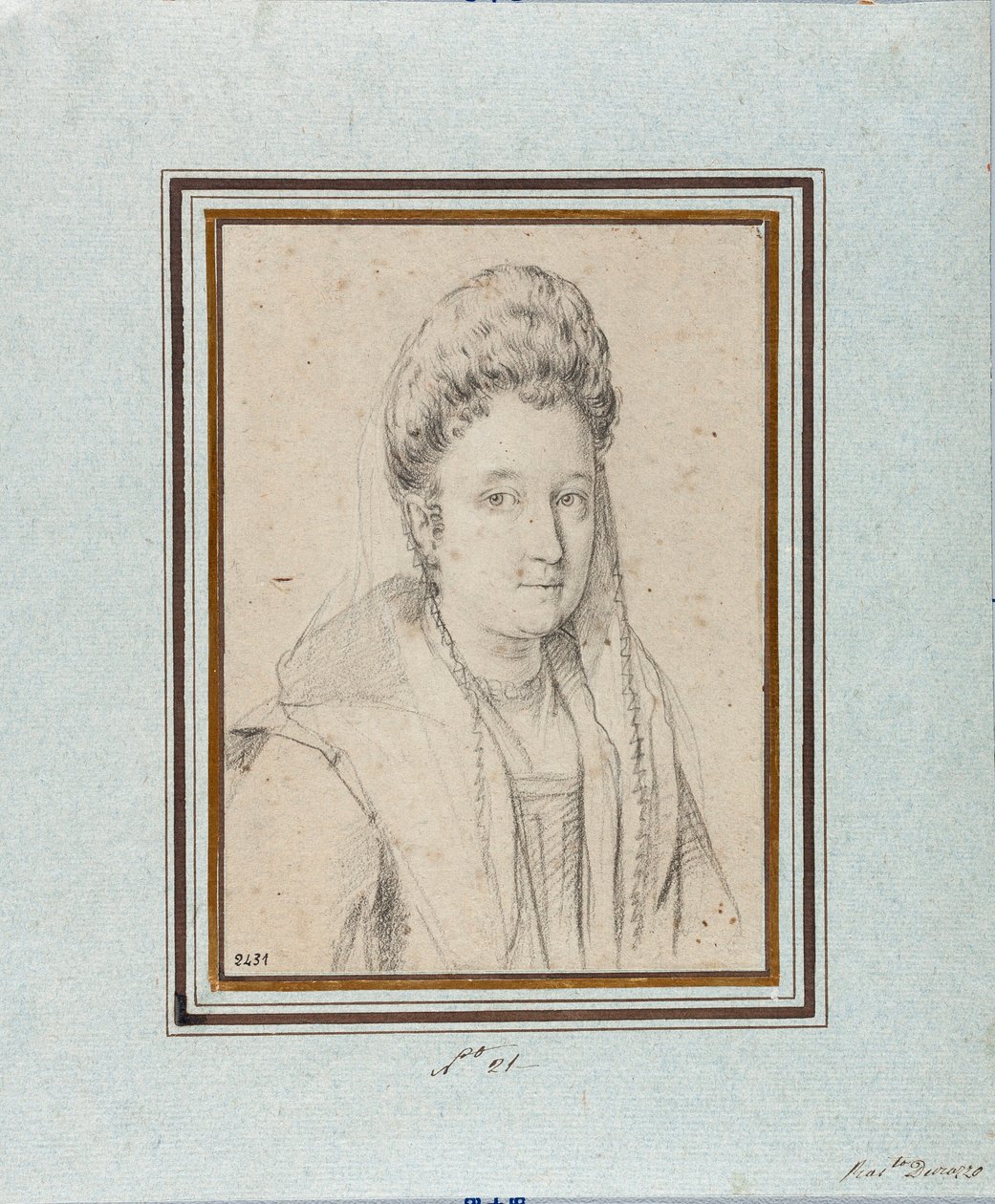 Porträt von Costanza Sforza di Santa Flora, Herzogin von Sora und Ehefrau von Giacomo Boncompagni. Zeichnung von Ottavio Leoni von Ottavio Mario Leoni