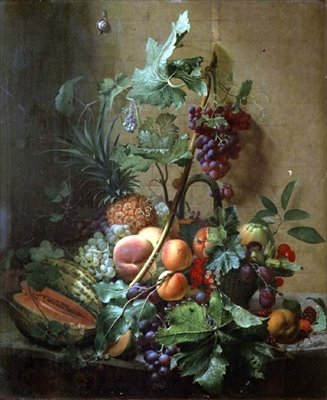Stillleben mit Melone, Pflaumen, Pfirsichen von Otto Didrik Ottesen